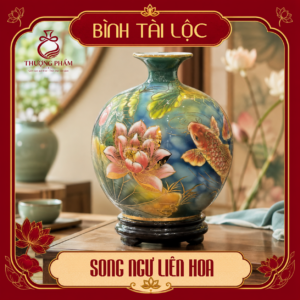 Bình tài lộc vẽ vàng Song Ngư Liên Hoa H30