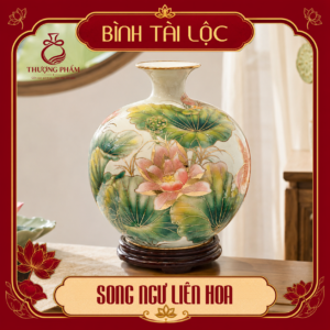 Bình tài lộc vẽ vàng Song Ngư Liên Hoa H30