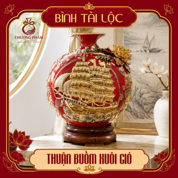 Bình tài lộc vẽ vàng Thuận Buồm Xuôi Gió H30