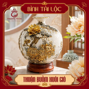 Bình tài lộc vẽ vàng Thuận Buồm Xuôi Gió H30