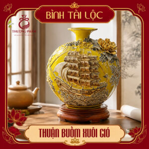 Bình tài lộc vẽ vàng Thuận Buồm Xuôi Gió H30