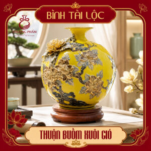 Bình tài lộc vẽ vàng Thuận Buồm Xuôi Gió H30