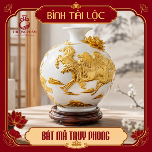 Bình tài lộc thếp vàng Bát Mã Truy Phong