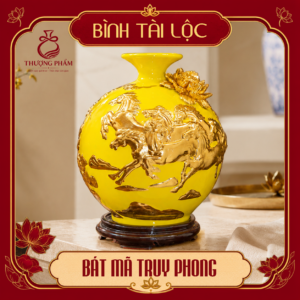 Bình tài lộc thếp vàng Bát Mã Truy Phong