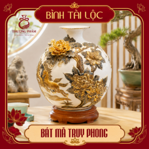 Bình tài lộc vẽ vàng Bát Mã Truy Phong H40