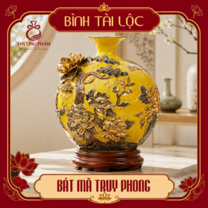 Bình tài lộc vẽ vàng Bát Mã Truy Phong H40