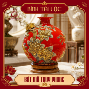 Bình tài lộc vẽ vàng Bát Mã Truy Phong H40