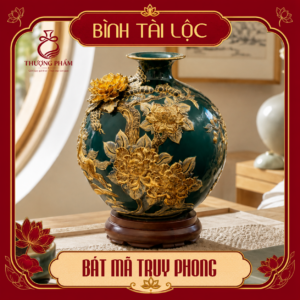 Bình tài lộc vẽ vàng Bát Mã Truy Phong H40