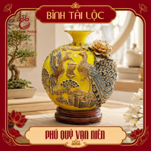 Bình tài lộc vẽ vàng Phú Quý Vạn Niên H40