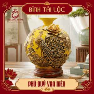 Bình tài lộc vẽ vàng Phú Quý Vạn Niên H40