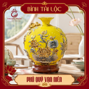 Bình tài lộc vẽ vàng Phú Quý Vạn Niên H40