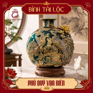 Bình tài lộc vẽ vàng Phú Quý Vạn Niên H40