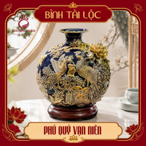 Bình tài lộc vẽ vàng Phú Quý Vạn Niên H40