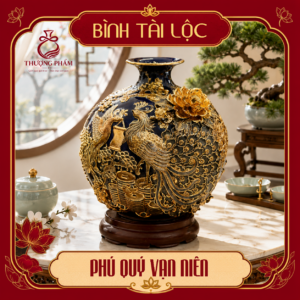 Bình tài lộc vẽ vàng Phú Quý Vạn Niên H40