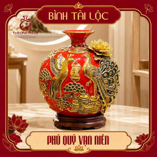 Bình tài lộc vẽ vàng Phú Quý Vạn Niên H30