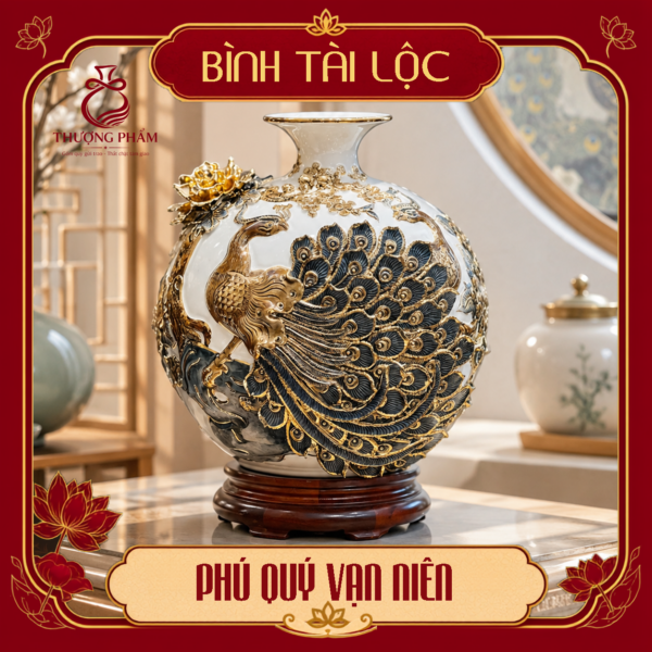 Bình tài lộc vẽ vàng Phú Quý Vạn Niên H30