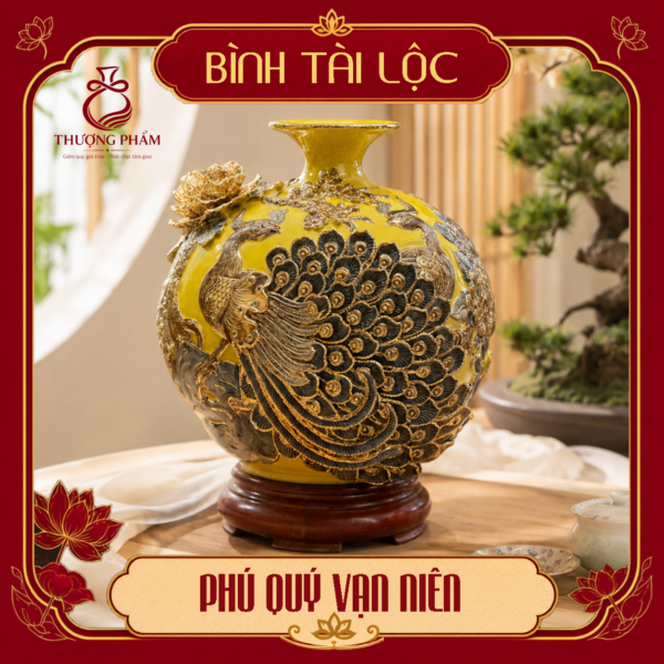 Bình tài lộc vẽ vàng Phú Quý Vạn Niên H30
