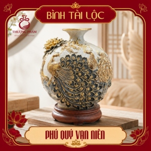 Bình tài lộc vẽ vàng Phú Quý Vạn Niên H30
