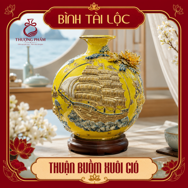 Bình tài lộc vẽ vàng Thuận Buồm Xuôi Gió H40
