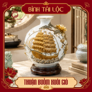 Bình tài lộc vẽ vàng Thuận Buồm Xuôi Gió H40