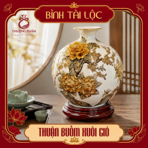 Bình tài lộc vẽ vàng Thuận Buồm Xuôi Gió H40