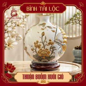 Bình tài lộc vẽ vàng Thuận Buồm Xuôi Gió H40