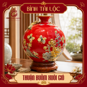 Bình tài lộc vẽ vàng Thuận Buồm Xuôi Gió H40