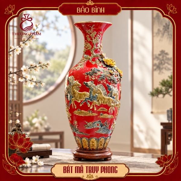 Bảo bình vẽ vàng Bát Mã Truy Phong H80