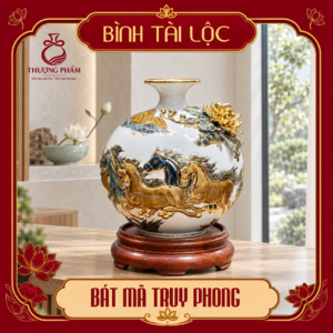 Bình tài lộc vẽ vàng Bát Mã Truy Phong H22
