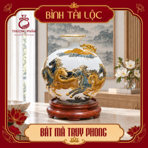 Bình tài lộc vẽ vàng Bát Mã Truy Phong H22