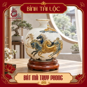 Bình tài lộc vẽ vàng Bát Mã Truy Phong H22
