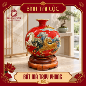 Bình tài lộc vẽ vàng Bát Mã Truy Phong H22