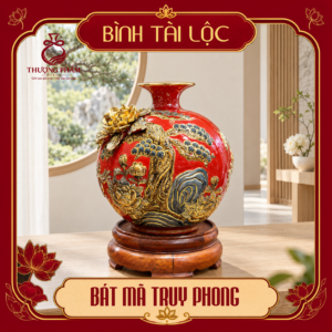 Bình tài lộc vẽ vàng Bát Mã Truy Phong H22