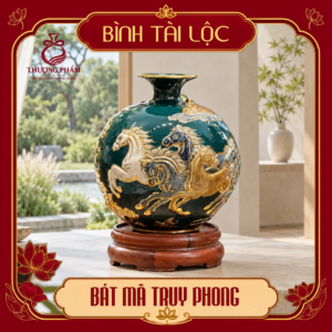 Bình tài lộc vẽ vàng Bát Mã Truy Phong H22