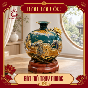 Bình tài lộc vẽ vàng Bát Mã Truy Phong H22