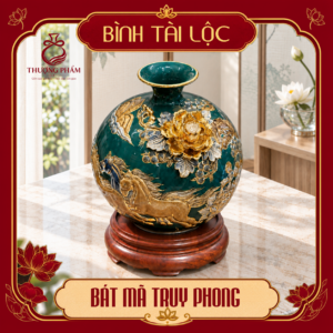 Bình tài lộc vẽ vàng Bát Mã Truy Phong H22