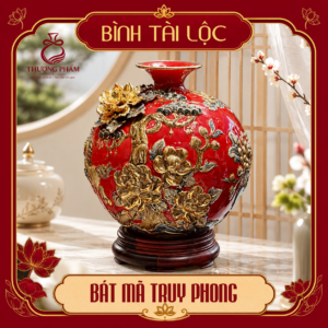 Bình tài lộc vẽ vàng Bát Mã Truy Phong H30