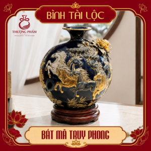 Bình tài lộc vẽ vàng Bát Mã Truy Phong H30