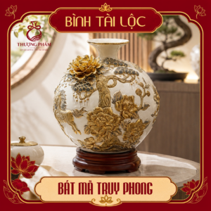Bình tài lộc vẽ vàng Bát Mã Truy Phong H30