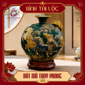 Bình tài lộc vẽ vàng Bát Mã Truy Phong H30