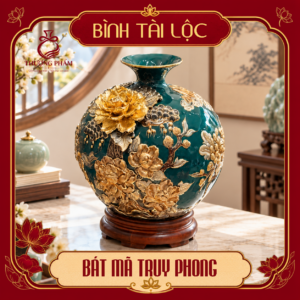 Bình tài lộc vẽ vàng Bát Mã Truy Phong H30
