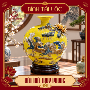 Bình tài lộc vẽ vàng Bát Mã Truy Phong H30