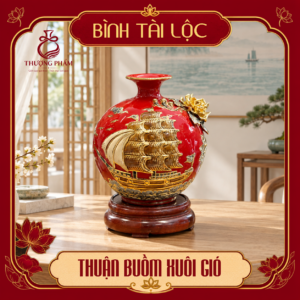 Bình tài lộc vẽ vàng Thuận Buồm Xuôi Gió H22
