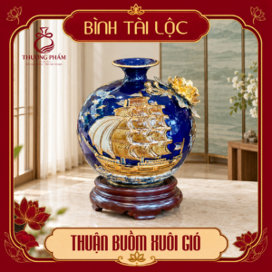 Bình tài lộc vẽ vàng Thuận Buồm Xuôi Gió H22