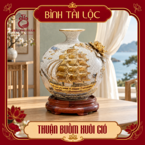 Bình tài lộc vẽ vàng Thuận Buồm Xuôi Gió H22