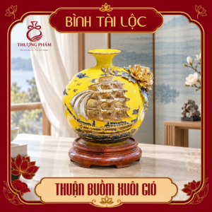 Bình tài lộc vẽ vàng Thuận Buồm Xuôi Gió H22