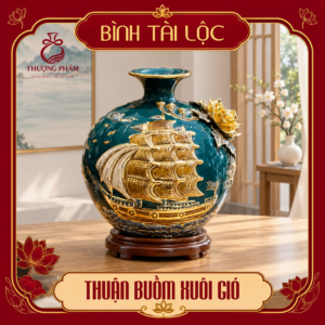 Bình tài lộc vẽ vàng Thuận Buồm Xuôi Gió H22