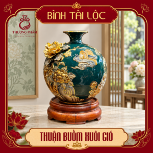 Bình tài lộc vẽ vàng Thuận Buồm Xuôi Gió H22