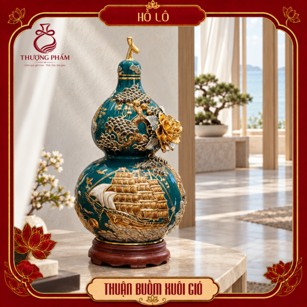 Hồ lô tài lộc vẽ vàng Thuận Buồm Xuôi Gió H45