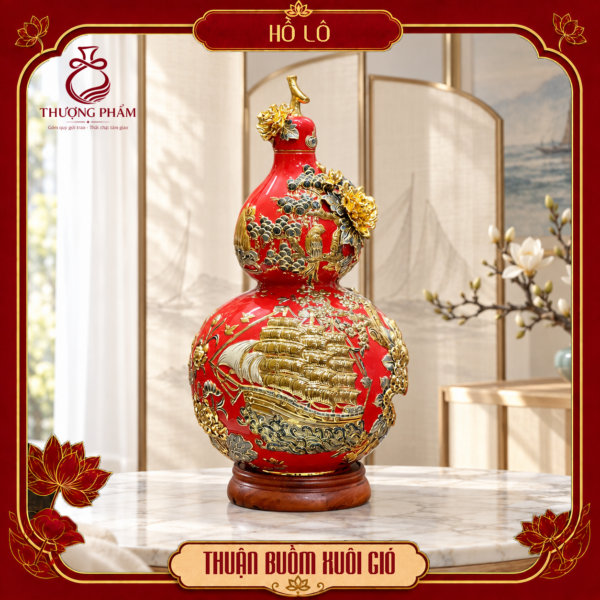 Hồ lô tài lộc vẽ vàng Thuận Buồm Xuôi Gió H65
